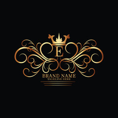 creative  new latter e logo design  and latter  initial logo. e monogram latter logo , golden  new e logo design with black color ,new template design
