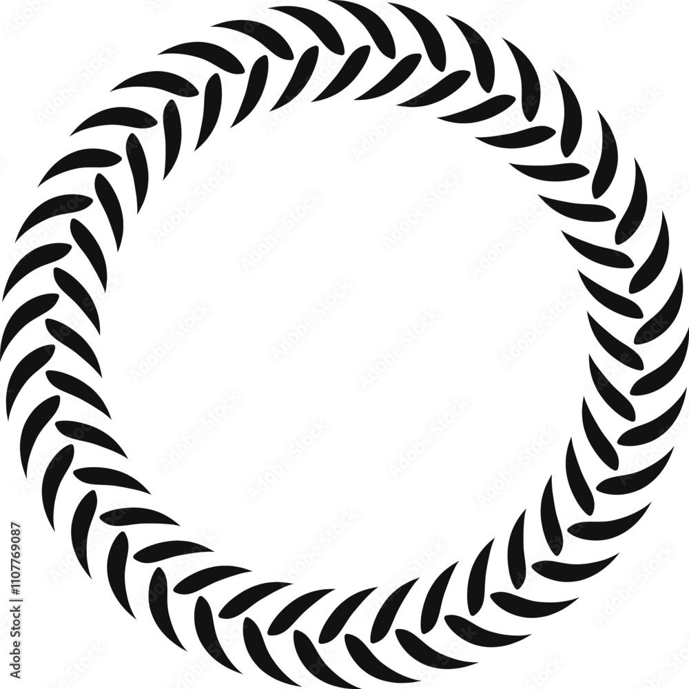 Poster black abstract circular frame with a braided design forming a stylish and decorative border, perfect