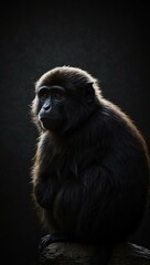 Fototapeta premium Monkey silhouette against a dark background.