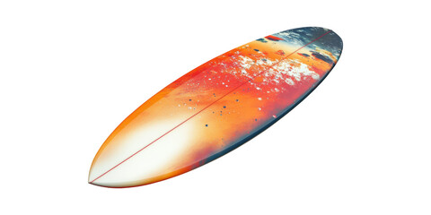 Obraz premium Orange And White Surfboard Isolated on Transparent Background
