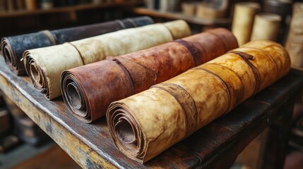 Fototapeta premium a group of scrolls of parchment