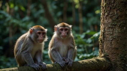 Fototapeta premium Monkeys at the Sacred Forest Sanctuary, Ubud, Bali.