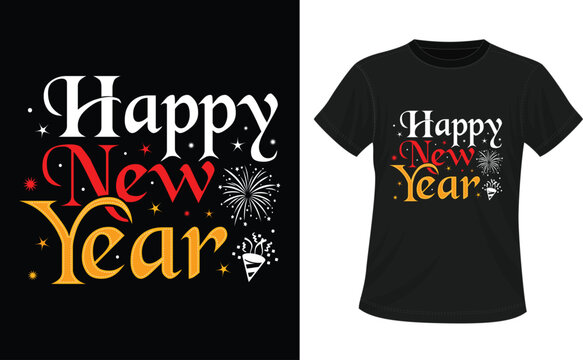 Happy New Year 2025 Typography T-Shirt Design, New Year Crew 2025 Shirts, Happy New Year SVG,New Year Celebration T-Shirt