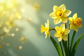 Fototapeta premium Daffodil Floral Decor AI Art - Spring Background