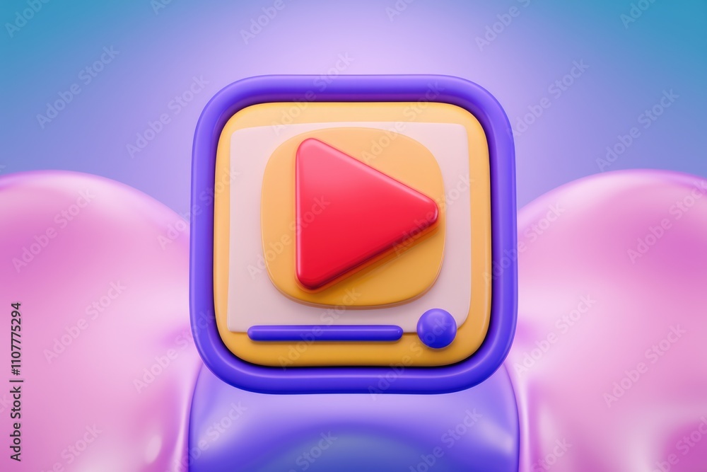 Aufkleber A 3D render of a colorful play button icon  symbolizing media playback