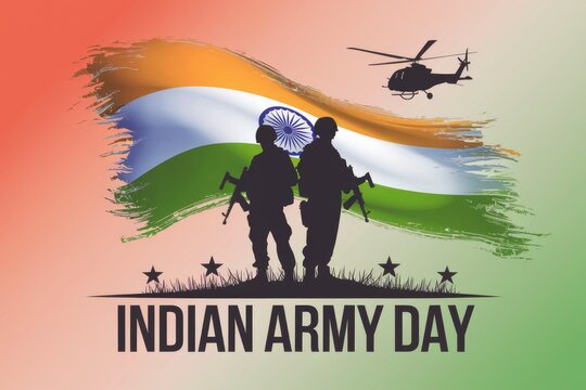 Indian Army Day  Soldiers  flag  helicopter.