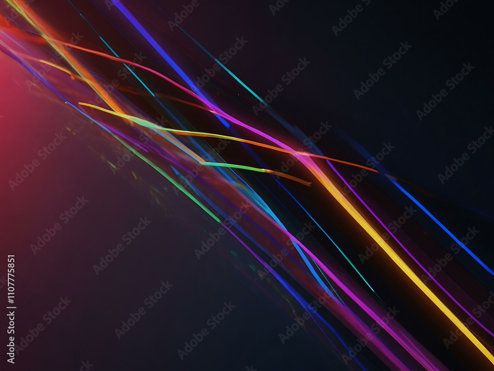 Poster motion concept with neon lines and dynamic shadows.