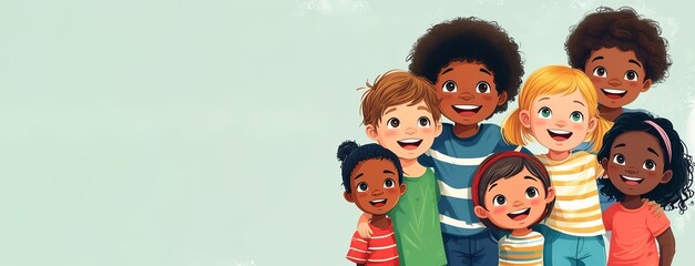 A group of children of different ethnicities playing together, symbolizing equal rights for all. Created with Generative AI Technology
