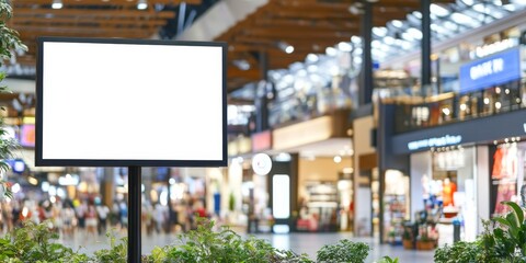 Fototapeta premium Blank billboard shopping mall is mounted pole center White 