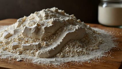 Mound of white flour, ready for baking.