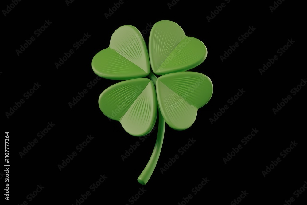 Poster a 3d rendered image of a four leaf clover symbolic of luck and fortune
