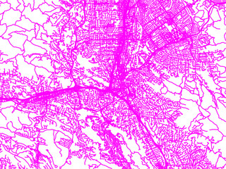 Obraz premium Abstract Neon Road Network Overlay of Walnut Creek California, USA in Bright Pink.