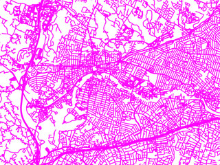 Obraz premium Abstract Neon Road Network Overlay of Waltham Massachusetts, USA in Bright Pink.