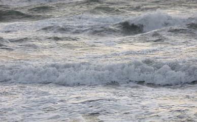 rough sea waves reaching the shore ideal as a concept of nature or vacation