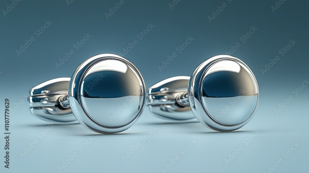 Aufkleber a pair of blank round silver cufflinks that are toggled and rendered in three dimensions empty clutc