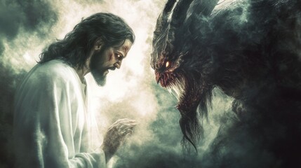 Fototapeta premium Jesus vs Satan