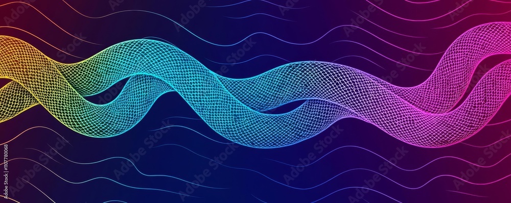 Aufkleber a vibrant wave design featuring multiple colors on a dark background for creative projects.