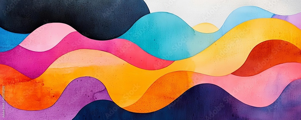Poster vibrant abstract waves in colorful hues create a lively and dynamic artistic expression.