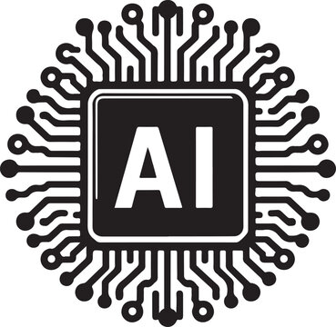 recommend clip art: Artificial intelligence AI processor chip icon. Mini AI CPU icon.
