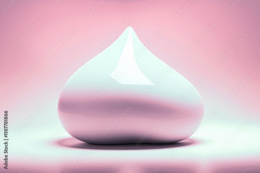 Aufkleber a glossy heart shaped object smooth and white sits on a pink background