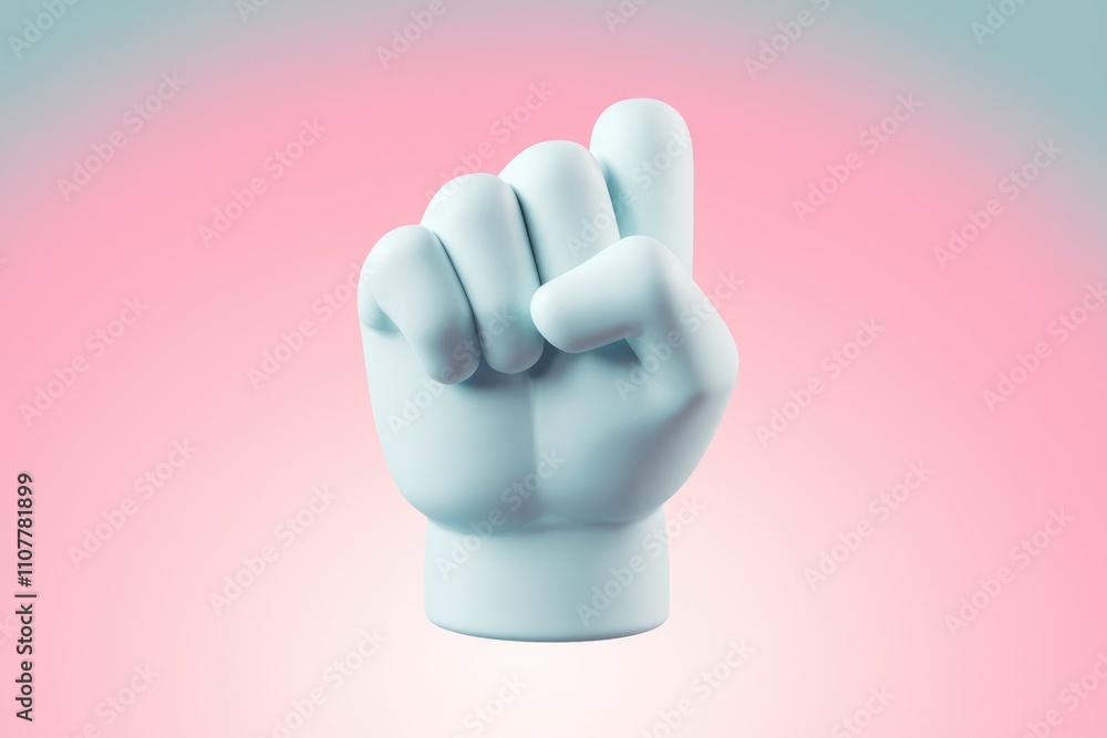 Poster 3D hand fist with extended index finger on gradient background