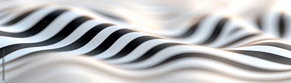 Poster abstract waves of black and white fabric create a smooth flowing pattern.