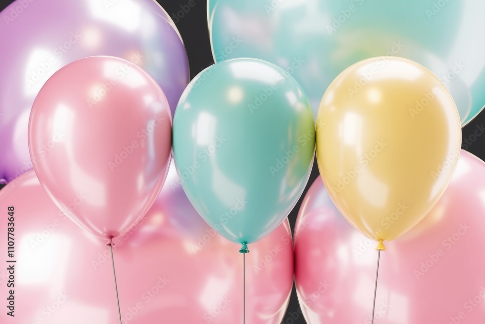 Aufkleber Pastel colored balloons  shiny and clustered together  creating a festive and cheerful atmosphere