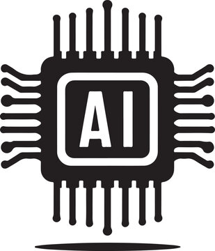 recommend clip art: Artificial intelligence AI processor chip icon. Mini AI CPU icon.