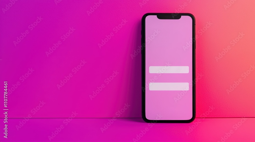 Poster a sleek smartphone displays minimalist design with a pink gradient background, featuring two horizon
