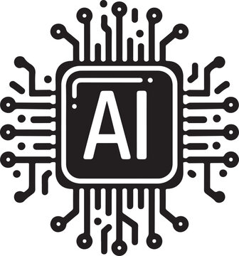 recommend clip art: Artificial intelligence AI processor chip icon. Mini AI CPU icon.