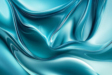 Obraz premium Calming Flowing Blue and Turquoise Waves, Soft Fluid Motion and Abstract Water Design for Relaxing and Serene Background
