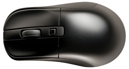 Black computer mouse from a top view