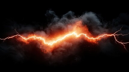 Electric lightning arc cutting through dark clouds, creating a dramatic effect.