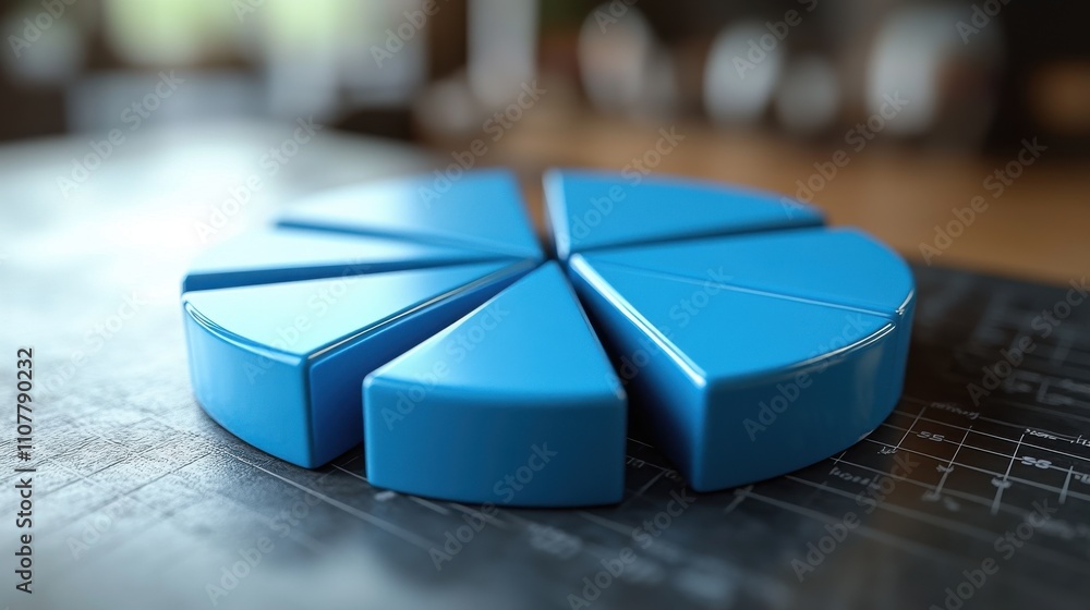 Poster a simple blue pie chart 3d rendering