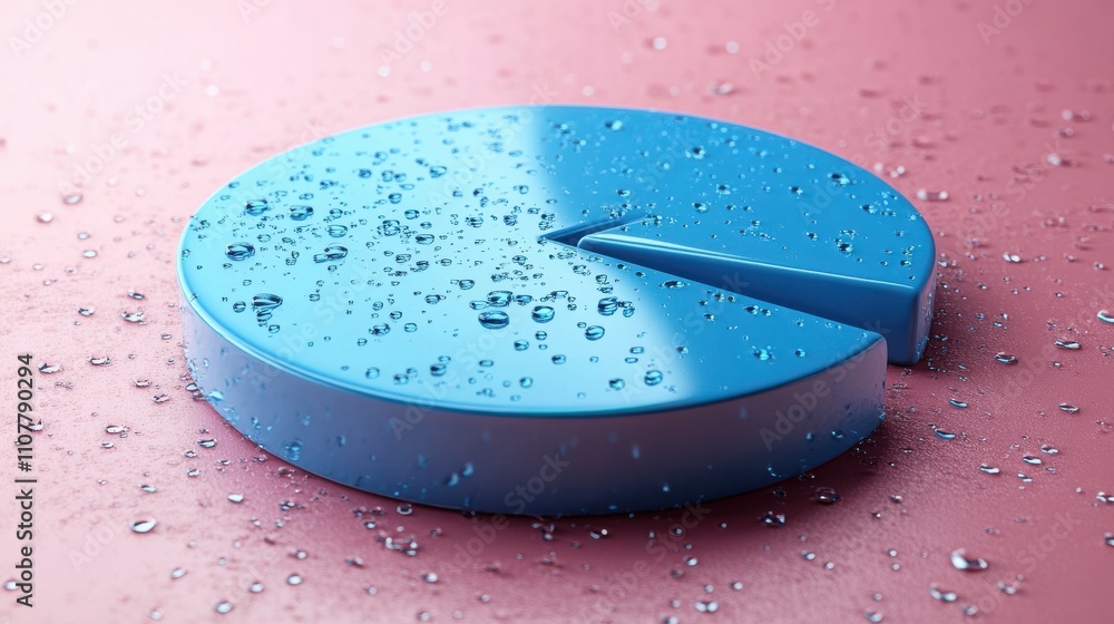 Poster a simple blue pie chart 3d rendering