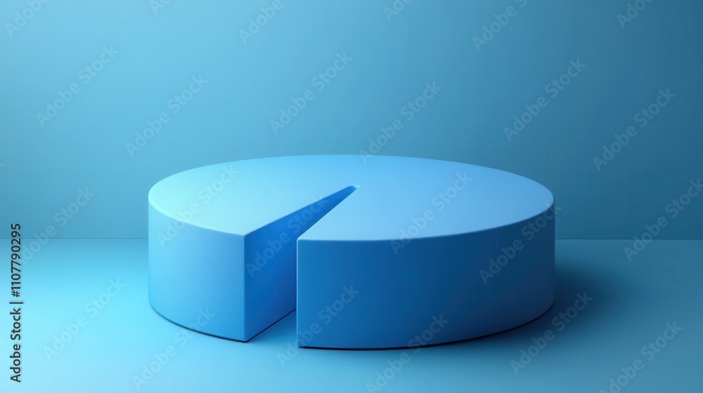 Poster a simple blue pie chart 3d rendering