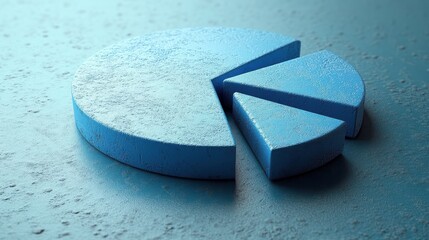 a simple blue pie chart 3d rendering