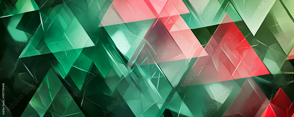 Poster abstract green red geometric triangle pattern design
