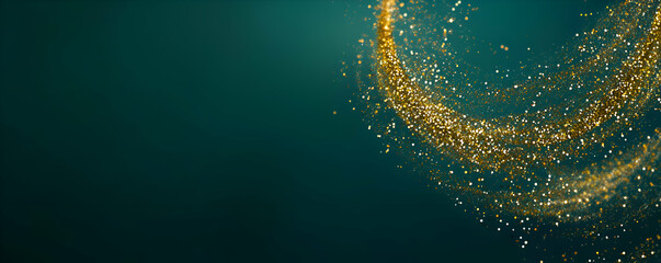Fototapeta premium Golden Glitter Swirling on Teal Background