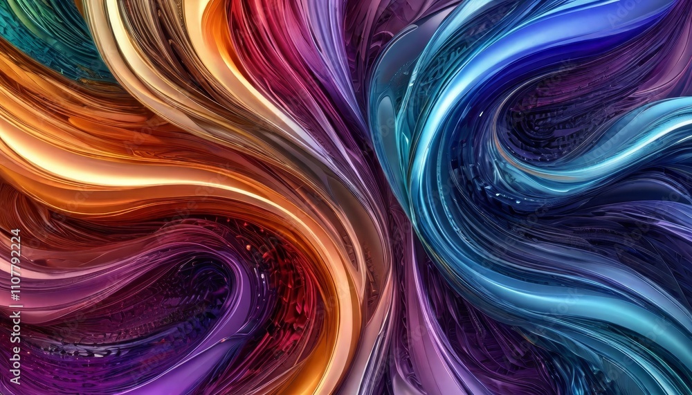 Poster 3d animation of a vibrant multicolored lights and particles leaving visible trails. glowing neon lin