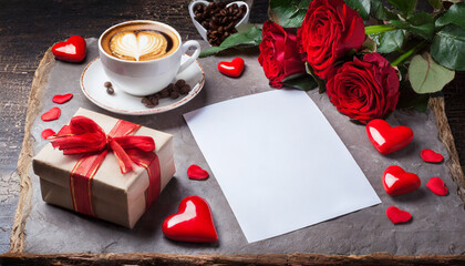 note paper with flowers on wooden background