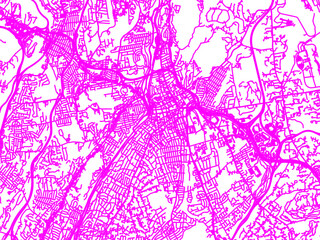 Abstract Neon Road Network Overlay of White Plains New York, USA in Bright Pink.