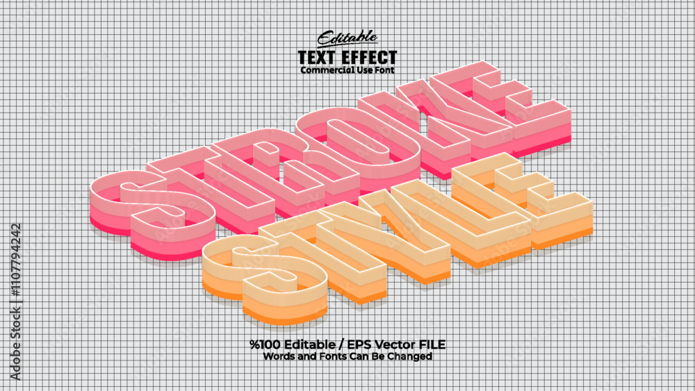 Poster editable stroke style text effect