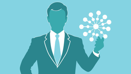 branding communication concept, businessman holding viral marketing elements