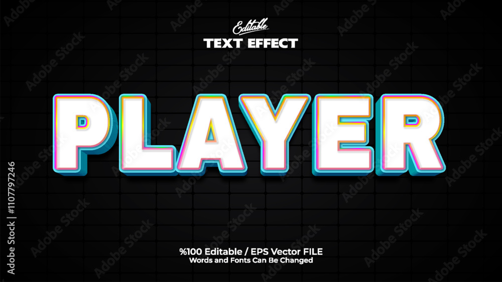 Poster colorful style editable player text effect