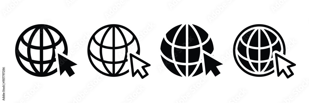 Poster go to web icon. globe symbol. internet symbol. click to go. vector illustration.