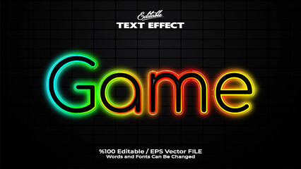 Colorful style editable Neon Text Effect
