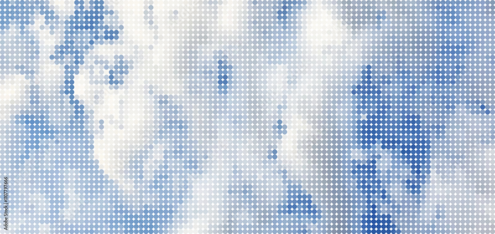 Canvas Prints a vector image featuring white clouds against a blue sky, adorned with a mosaic texture of circles, 