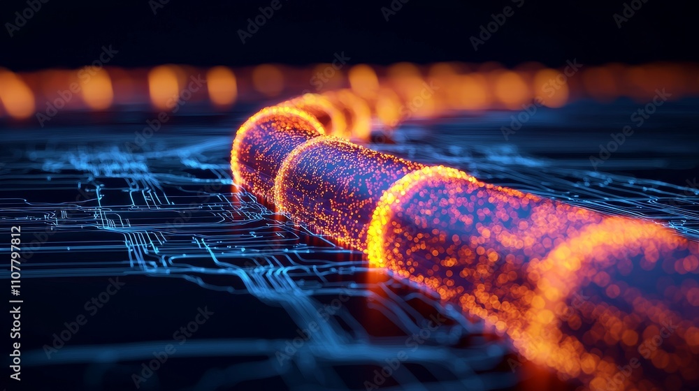 Aufkleber a visually striking digital representation of a glowing pathway with vibrant particles, set against 