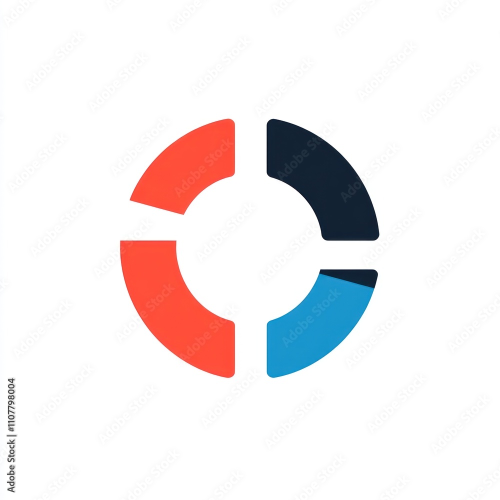 Poster abstract circular graphic with four color segments.